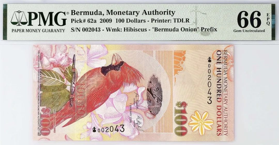 百慕大 2009 100Dollars纸币 评级等级 PMG66EPQ